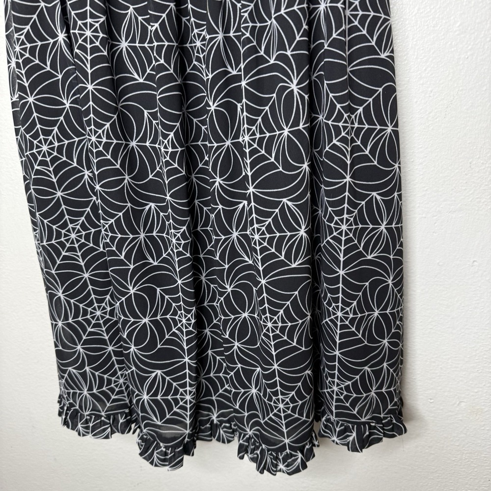 Sourpuss Spiderweb Dolly Babydoll Sleeveless Dress Women's Medium‎ Black Gothic - Picture 2 of 9